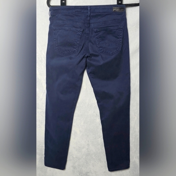 AG Anthropologie "The Stevie Ankle" Sateen Slim Straight Ankle Navy Pants 27 - Picture 5 of 7